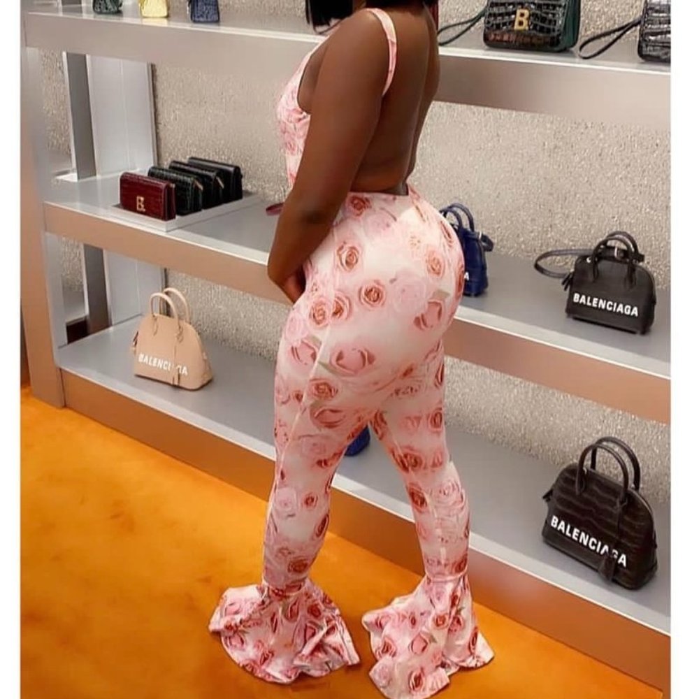 "sexy-women clubwear floral pink bodycon jumpsuit